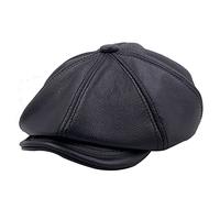 IFSUN Herren Newsboy Flat Cap Leder Gatsby Ivy Golf Cabbie Hat Schwarz, Schwarz, Einheitsgröße
