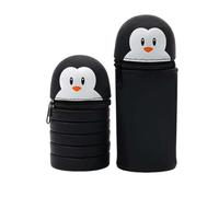 IFUDE Federmäppchen aus Weichem Silikon, Federmäppchen Nettes Cartoon Pinguin Design Schlampermäppchen Teleskopisch Mäppchen Bleistifthalter für Mädchen und Jungen