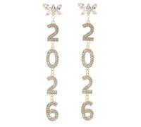 ifundom 1 Paar Strass Schmetterlingsohrringe für Damen 14cm Goldfarben Leichte Hängeohrringe für Silvester und Neujahr Trendiger Schmuck