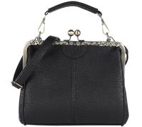 ifundom 1stk Schwarze Umhängetasche Schultertasche Aus Leder Retro-umhängetasche Oberer Griff Schwarze Lederhandtasche Kiss-lock-kupplung Damen Geldbörse Bote Fräulein Lässige Tasche