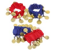 ifundom 2 Paar Bauchtanz Glöckchenarmbänder in Rot und Blau Pailletten Tanzarmbänder für Indische Tänze und Ballett Glöckchen Armbänder für Mädchen und Frauen