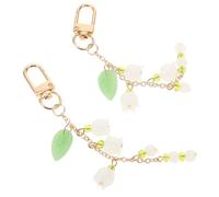 ifundom 2 Stück Maiglöckchen Schlüsselanhänger aus Kunstblume Dekorativer Taschenanhänger mit Karabiner Charmanter Rucksack und Autoschlüsselanhänger für Frauen