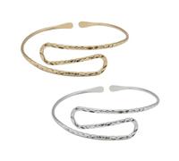 ifundom 2 Stück Offene Wellen Arm Manschette Oberarm Schmuck Damen Armreif Geometrisch S förmig Weiß Gold Verstellbar Kostümaccessoire für Hochzeit Bühne Alltag