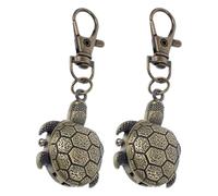 ifundom 2 Stück Pack Vintage Schildkröten Schlüsselanhänger mit Klappdeckel Quarzuhr Titanlegierung Kindgerechtes Retro Design