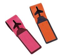 ifundom 2 Stück Reise Gepäckanhänger aus Strapazierfähigem PU Material mit Flugzeugmuster Farbige Kofferetiketten Quadratische Reisegepäcketiketten für Handgepäck und Zufällige Farbe