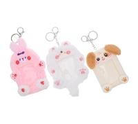 ifundom 3 Stück Pack K Pop Plüsch Ausweishüllen mit Tiermotiven Weicher Kartenhalter Schlüsselanhänger für Fotokarten Studentenausweise Fahrkarten Kompakt Strapazierfähig Vielseitig