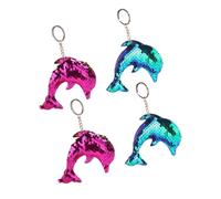 ifundom 4 Stück Pailletten Delfin Schlüsselanhänger in Rosa und Blau Leichter Kreativer Taschen und Autoschlüssel Anhänger als Geschenk