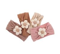 ifundom 4 Stück Teiliges Haarband Blumen Stirnband aus Weichem Elastisch Atmungsaktiv für Neugeborene Junge Mädchen Kleinkinder Antirutschend Bunte Farben Haarschmuck für Festliche Anlässe