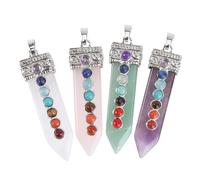 ifundom 4er-Set Chakra-Anhänger aus Naturkristallen - zarter Halsschmuckanhänger aus Amethyst, Rosenquarz, Grüner Aventurin und Bergkristall - DIY Halskettenanhänger für kreative Schmuckgestaltung