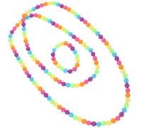 ifundom Buntes Perlen Schmuckset für Mädchen - 2 Stück Armband und Halskette aus Kunststoff Einfarbiges Regenbogen Design Leichtes Kostümzubehör für Partys und Abschlussbälle