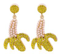 ifundom Kreative Bananen Tropfenohrringe mit Strass Goldfarbener Obst Ohrschmuck für Frauen Leichter Schmuck für Alltag und Urlaub