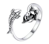 ifundom Verstellbarer Offener Damenring Lotusblüte aus S925 Silber Modischer Lotusring Schmuck für Frauen Offener Blumenring als Geschenk für Mädchen und Damen