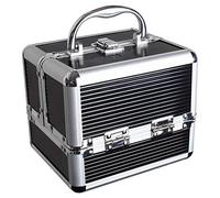 iGadgitz Home U7037 Mini Aluminium Kosmetikkoffer, Schminkkoffer, Beautycase, Makeupbox - Schwarz - Klein