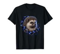 Igel mit Indigo-Seidenknoten Woodland Art T-Shirt