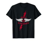 Iggy Pop Herren T-Shirt Schwarz S Klassische Passform V-Ausschnitt Kurzarm Officially Licensed Iggy and the Stookes Lightning Bolt Design