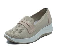 IGI&Co 1140733 T.Recy Platin Mokassins für Damen aus Stoff Keilabsatz Medium, Platin, 36 EU