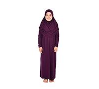 ihvan online Einteiliges muslimisches Kleid für Mädchen Langarm islamisches Gebetskleid mit Kopfschal für muslimische Mädchen Jilbab Hijab Muslim Girls Mode Abayas Größe: 8-12 Jahre alte Farbe: lila