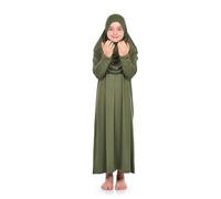 ihvan online Einteiliges muslimisches Kleid für Mädchen Langarm islamisches Gebetskleid mit Kopfschal für muslimische Mädchen Jilbab Hijab Muslim Girls Mode Abayas Größe: 8-12 Jahre alt Farbe: Grün