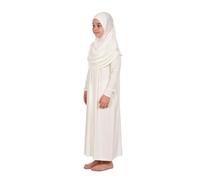 ihvan online Einteiliges muslimisches Kleid für Mädchen Langarm islamisches Gebetskleid mit Kopfschal für muslimische Mädchen Jilbab Hijab Muslim Girls Mode Abayas Größe: 8-12 Jahre alte Farbe: Weiß