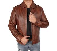 III-Fashions Herren-Lederjacke - echtes Lammfell, klassischer Vintage-Stil, Lederjacken für Herren, braune Lederjacke für Herren, Braun - Docht, L