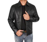 III-Fashions Herren-Lederjacke - echtes Lammfell, klassischer Vintage-Stil, Lederjacken für Herren, braune Lederjacke für Herren, Schwarz - Wick, XL