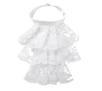 iiniim Abnehmbar Jabot Rüschen Kragen Ausschnitt Vintage Chiffon Halskrause Mittelalterliche Gefälschter Kragen Spitzenkragen für Damen Weiß H One Size