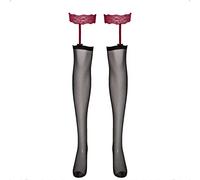 iiniim Damen Sexy Kniestrümpfe Ultradünne Nylonstrümpfe Fischnetz Oberschenkel Hohe Strümpfe Gothic Overknee Strümpfe für Bar Clubwear gogo Party Kostüm Zubehör Rot D One Size
