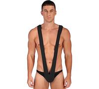 iiniim Herren Mankini Mini String Body Männer Bikini Briefs Badeanzug Micro Tanga Thong Dessous Unterwäsche A Schwarz A Einheitsgröße