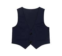 iiniim Kinder Jungen Weste Gentleman Smoking Anzug Weste Festliche Jacke Anzugweste Hochzeit Party Festzug Gr. 98 104 110 116 128 140 152 164 170 176 Marine Blau 98-104