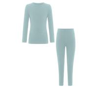 iiniim Kinder Thermounterwäsche Set Mädchen Langarm Thermo Oberteile + Thermo Leggings Funktionsunterwäsche Warme Winter Skiunterwäsche Hellblau 98-104