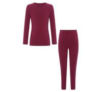 iiniim Kinder Thermounterwäsche Set Mädchen Langarm Thermo Oberteile + Thermo Leggings Funktionsunterwäsche Warme Winter Skiunterwäsche Burgundy 98-104