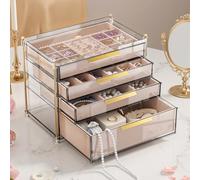 IJIAMY Schmuckkasten mit 4 Ebenen, Schmuckkästchen Groß, Schmuck Organizer mit Glasdeckel für Halsketten, Ohrringe, Uhren, Armbänder, Schmuckaufbewahrung, Modern, Cinderella Plus