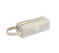 ikasus Federmäppchen,Doppellagige Schreibwarentasche, Mäppchen mit großer Kapazität 2 Fächer Federtasche,Schlamperbox,Aufbewahrung Bleistifttasche für Erwachsene Studenten Business Office(Beige)