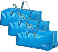 FRAKTA Gepäcktasche für Trolleys, blau, Länge: 73 cm, Tiefe: 35 cm, Höhe: 30 cm, maximale Tragkraft: 25 kg, Volumen: 76 l, kann in der Hand oder auf dem Rücken getragen werden, blau, 3-Pack