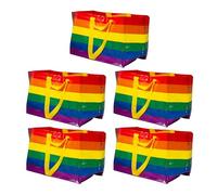 Ikea Stormma Große mehrfarbige gestreifte Rainbow Pride Taschen, 71 Liter, 55 x 35 x 37 cm, 5 Stück