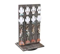 Ikee Design Drehbarer zweiseitiger Schmuckständer aus Holz, drehbarer Organizer mit 32 Haken für die Aufbewahrung, Ohrring-Display mit Haken, Kaffeefarben, 22.9 cm Bx19.1 cm Tx41.5 cm H