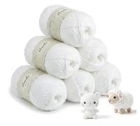 ilauke 6 Pcs x50g/150m Wolle zum Häkeln - Weiß Weich Acrylgarn zum Stricken - 80% Polyacryl Häkelgarn - Nadelstärke 2,5-4,0 - Kunsthandwerk Garn zum Stricken