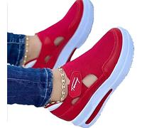ilbcavne FrüHling Damen Sneakers, 2022 Bequeme Schuhe Damen Sommer, OrthopäDische Freizeitschuhe, Mesh Schuhe Damen Atmungsaktiv, Segeltuchschuhe, LäSsige Turnschuhe(Size:38EU,Color:rot)