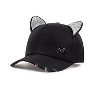 ileibmaoz Herren Kappe Cap Hut Frauen Fallen Rosa Hut Katzenohren Katze Baseballmütze Mit Ringen Und Spitze Niedlicher Mädchenhut 54-62Cm Schwarz