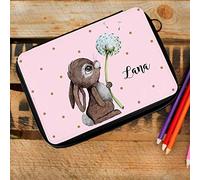 ilka parey wandtattoo-welt Gefüllte Federtasche in rosa Hase Häschen Pusteblume Schulstart Federmappe individuelles Federmäppchen & Wunschnamen fm222