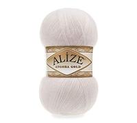5 x 100 g Alize Angora Gold Strickwolle mit 20% Wolle, 500 Gramm Paket (natur 599)