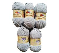Ilkadim 5 x 100 Gramm Himalaya Dolphin Strickwolle, Babywolle, 500 Gramm Wolle Super Bulky (hellgrau 80325)