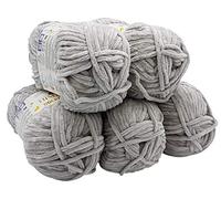 Ilkadim 5 x 100 Gramm Himalaya Dolphin Strickwolle, Babywolle, 500 Gramm Wolle Super Bulky (mausgrau 80357)