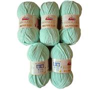 Ilkadim 5 x 100 Gramm Himalaya Dolphin Strickwolle, Babywolle, 500 Gramm Wolle Super Bulky (Mint 80307)