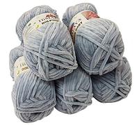 Ilkadim 5 x 100 Gramm Himalaya Dolphin Strickwolle, Babywolle, 500 Gramm Wolle Super Bulky (Mittelgrau 80351)