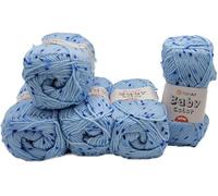 Ilkadim Export YarnArt Baby Color Strickwolle 5 x 50 gramm Paket - Weiches Premium Garn zum Häkeln und Stricken - Ideal für Babybekleidung und Accessoires (blau hellblau 207)