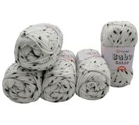Ilkadim Export YarnArt Baby Color Strickwolle 5 x 50 gramm Paket - Weiches Premium Garn zum Häkeln und Stricken - Ideal für Babybekleidung und Accessoires (weiß grau 205)