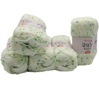 Ilkadim Export YarnArt Baby Color Strickwolle 5 x 50 gramm Paket - Weiches Premium Garn zum Häkeln und Stricken - Ideal für Babybekleidung und Accessoires (weiß grün gelb 216)