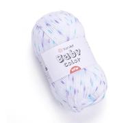 Ilkadim Export YarnArt Baby Color Strickwolle 5 x 50 gramm Paket - Weiches Premium Garn zum Häkeln und Stricken - Ideal für Babybekleidung und Accessoires (weiß flieder mint 201)