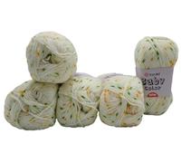 Ilkadim Export YarnArt Baby Color Strickwolle 5 x 50 gramm Paket - Weiches Premium Garn zum Häkeln und Stricken - Ideal für Babybekleidung und Accessoires (weiß orange grün 202)